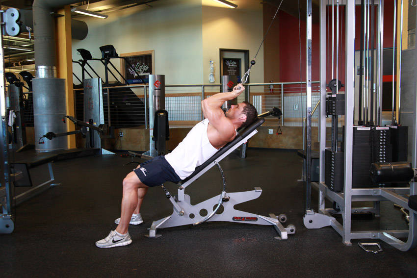 Cable Incline Triceps Extension — başlangıç pozisyonu