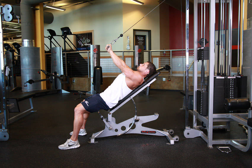 Cable Incline Triceps Extension — bitiş pozisyonu