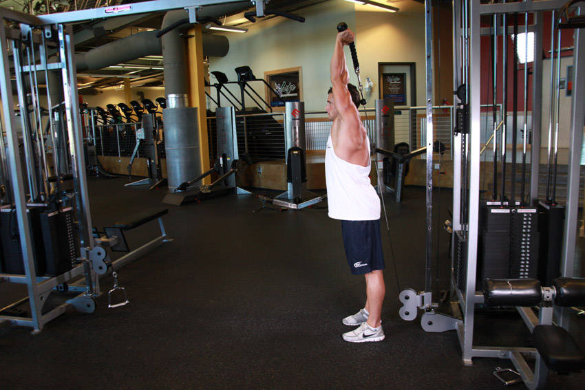 Cable Rope Overhead Triceps Extension — bitiş pozisyonu