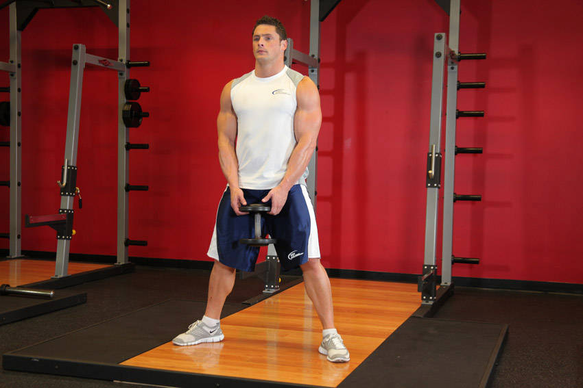 Plie Dumbbell Squat — başlangıç pozisyonu
