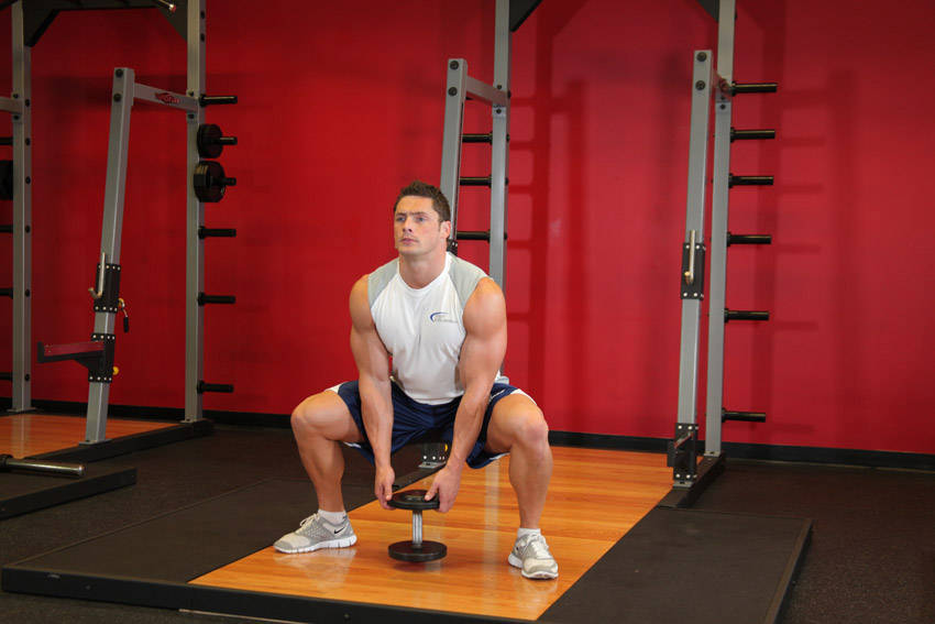 Plie Dumbbell Squat — bitiş pozisyonu